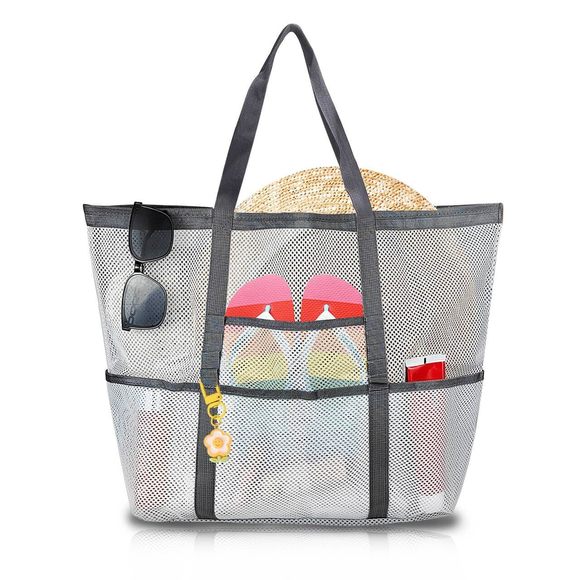 Mesh Shower Bag, Large Mesh Beach Bag Shower Tote Bag With Multi-Pockets, :< - Picture 1 of 7
